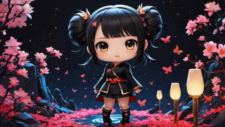 A beautifully crafted desktop wallpaper of Chibi Girls in a serene and vibrant Japanese-inspired setting for use on Desktop/PC