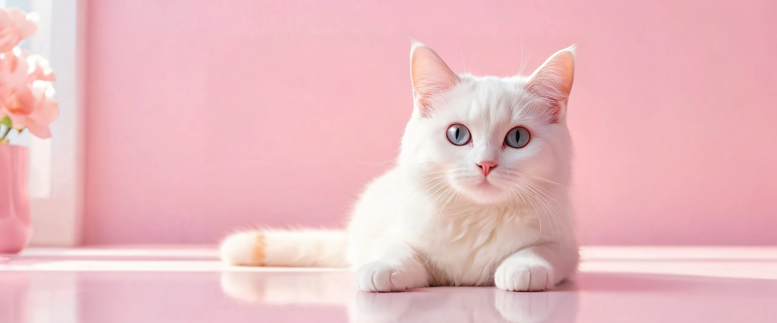 A beautifully crafted desktop wallpaper featuring a kawaii cat set against a vast, pure void, perfect for your Desktop/PC.