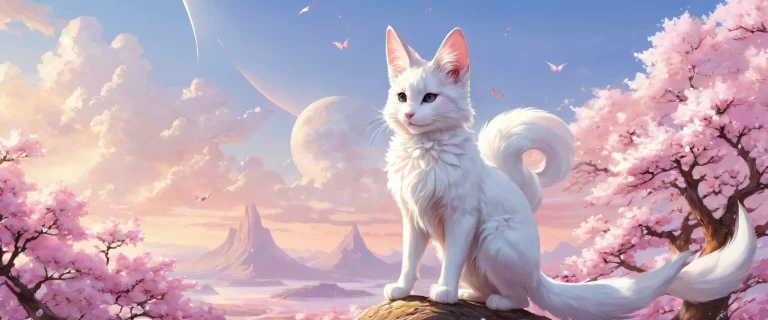 Kirichi with animal ears and tail on a pure white background for desktop/pc use