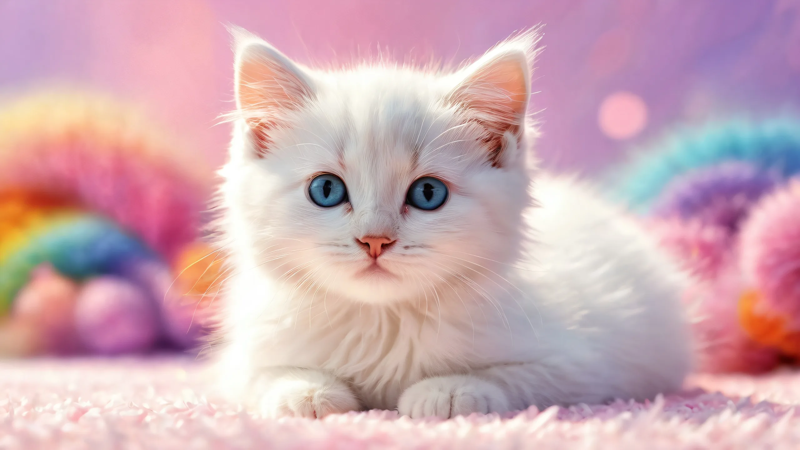 A majestic kitten surrounded by a vast, pure void on a desktop or PC.