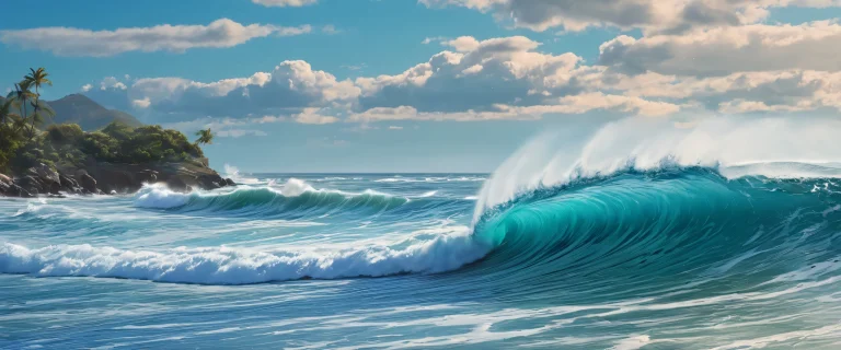 A serene desktop scene featuring Wuthering Waves on a deep blue background, perfect for a PC or Desktop.