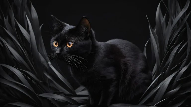 Breathtaking desktop wallpaper of a vast pure void with delicate cat ears and dark mode aesthetic, suitable for desktop/pc use.