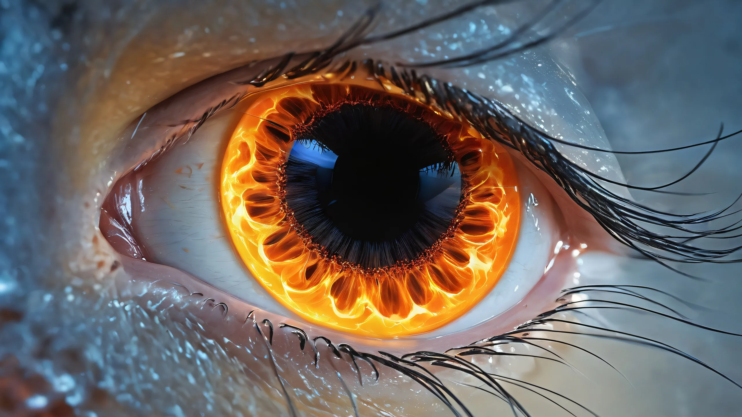 A surreal desktop background featuring Black Hole Kitty in a vast pure void with a hint of kitchen ambiance, suitable for Desktop/PC use.