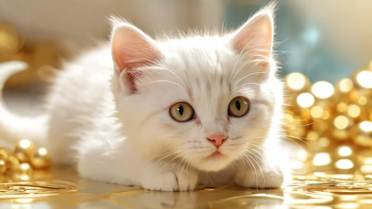 A serene and peaceful kitten set against a vast pure void, perfect for your Desktop/PC.