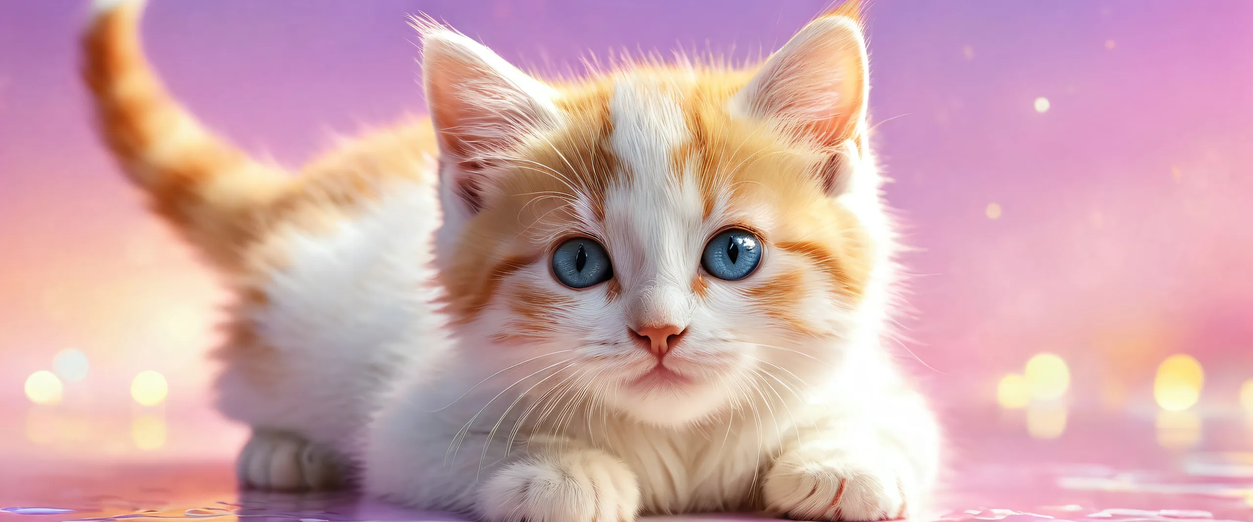 A kitten surrounded by a vast, pure void on a desktop or PC screen.