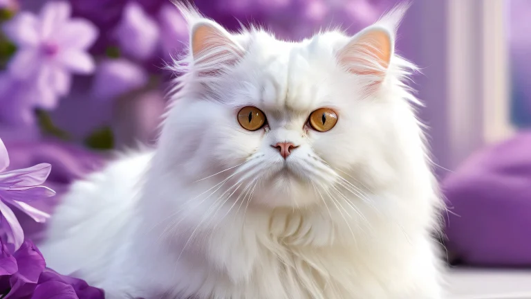 A stunning image of a feral white Persian cat set against a vast, pure void, perfect for your Desktop/PC.