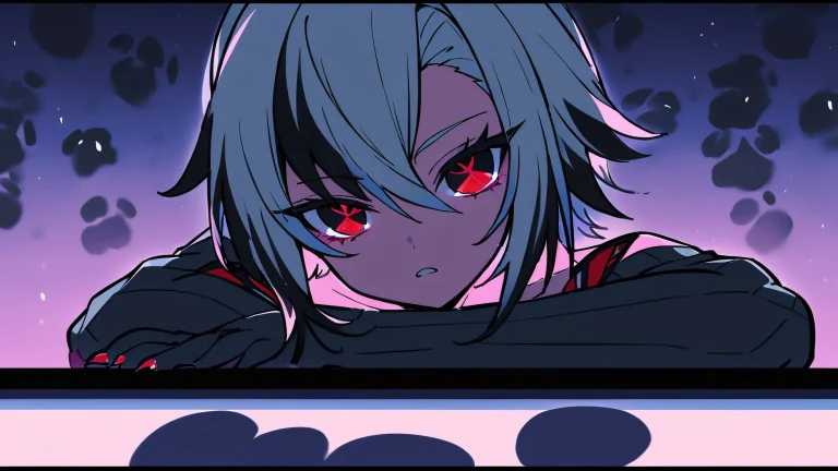 A girl in Arlecchino attire stands in a perfectly clean vast pure void, looking at the viewer with elegance. Geeignet für Desktop/PC.