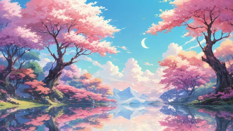 A serene desktop background featuring an anime-inspired void with secret fantasy elements on a Mac-compatible 16:9 aspect ratio, suitable for Desktop/PC use.