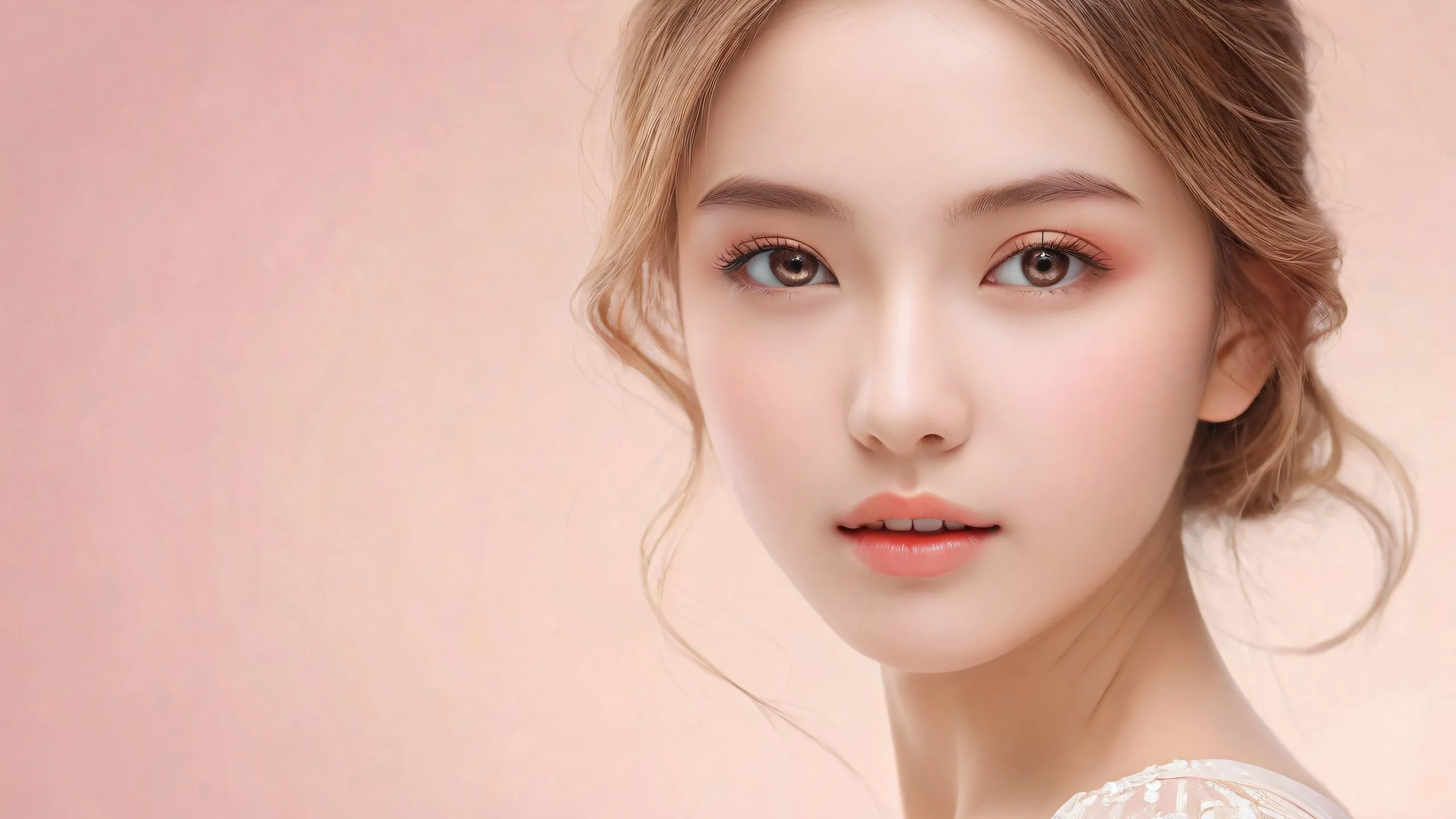 4K Whispers of Elegance Desktop Background A beautiful desktop wallpaper featuring a girl in a pristine pure void with a depth of field that emphasizes her presence. For Desktop/PC use.