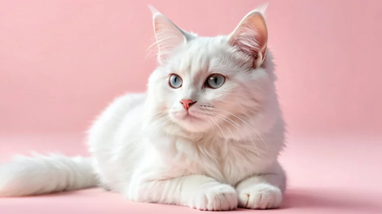 A delightful desktop wallpaper featuring a cat amidst a vast pure void, emphasizing its cuteness with subtle hints of whiteness. Suitable for Desktop/PC.