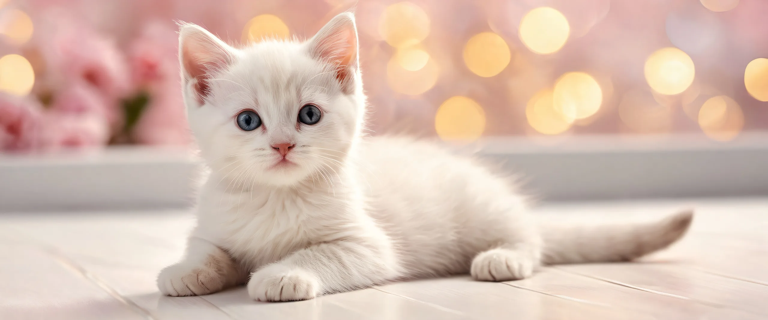 A magical desktop scene featuring a kitten set against a vast, pure void with extreme depth of field and photorealistic background, ideal for Desktop/PC use.