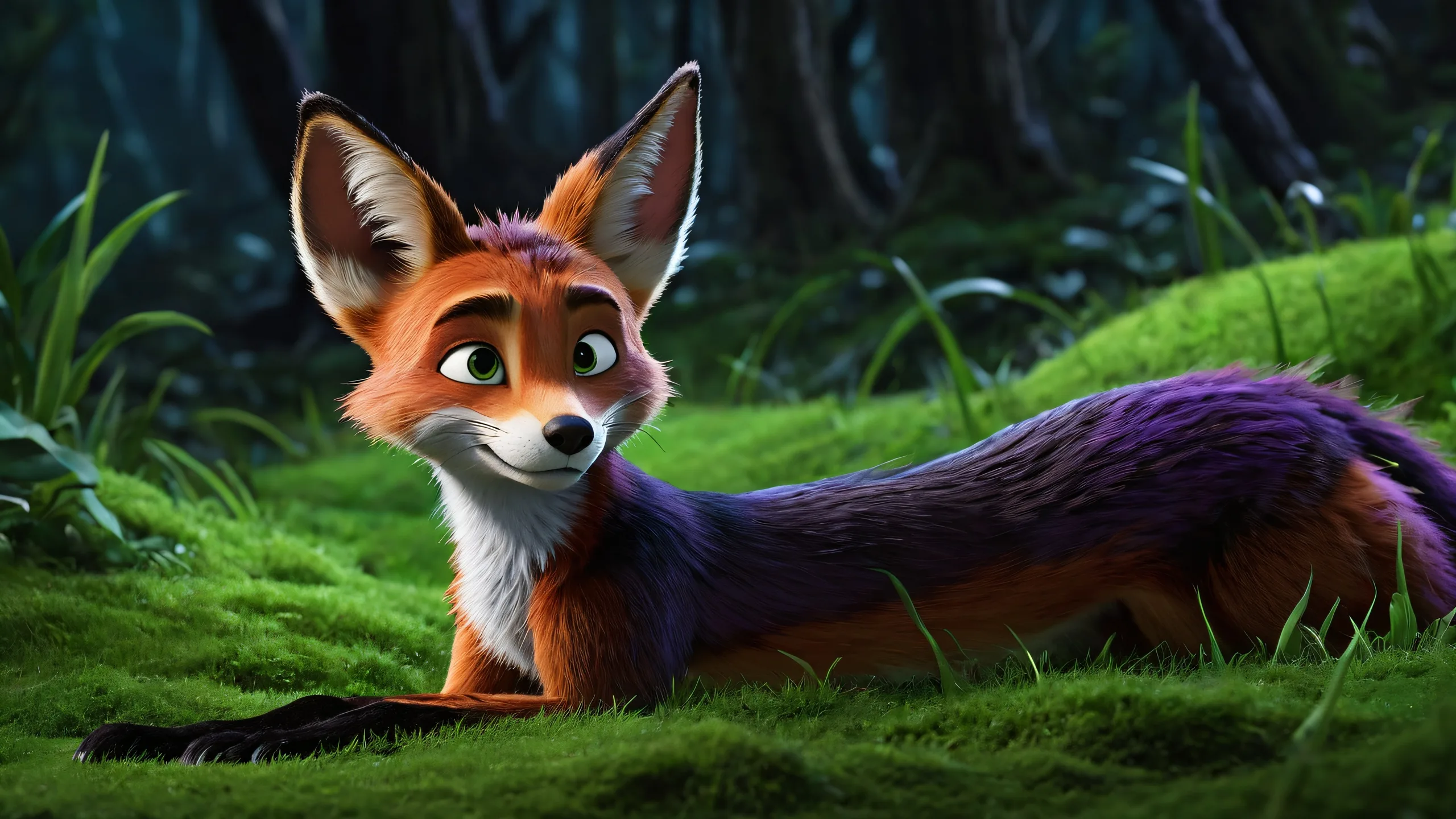 Breathtaking desktop wallpaper of Nick Wilde against a vast pure void with extreme depth of field and subtle atmospheric effects on a Desktop/PC.