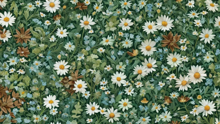 A serene and breathtaking desktop scene of wildflowers set against a vast pure void, perfect for a PC or Desktop background.