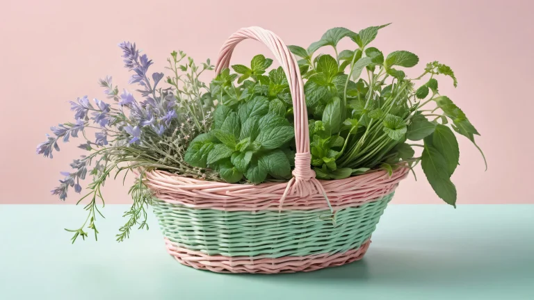 Breathtaking desktop wallpaper featuring a Witch's Basket of Herbs on a pure void, perfect for PC or Desktop backgrounds.