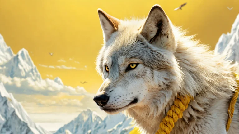 Wolf Boy standing in a vast pure void with radiant lighting and brilliant colors on a desktop or PC screen.
