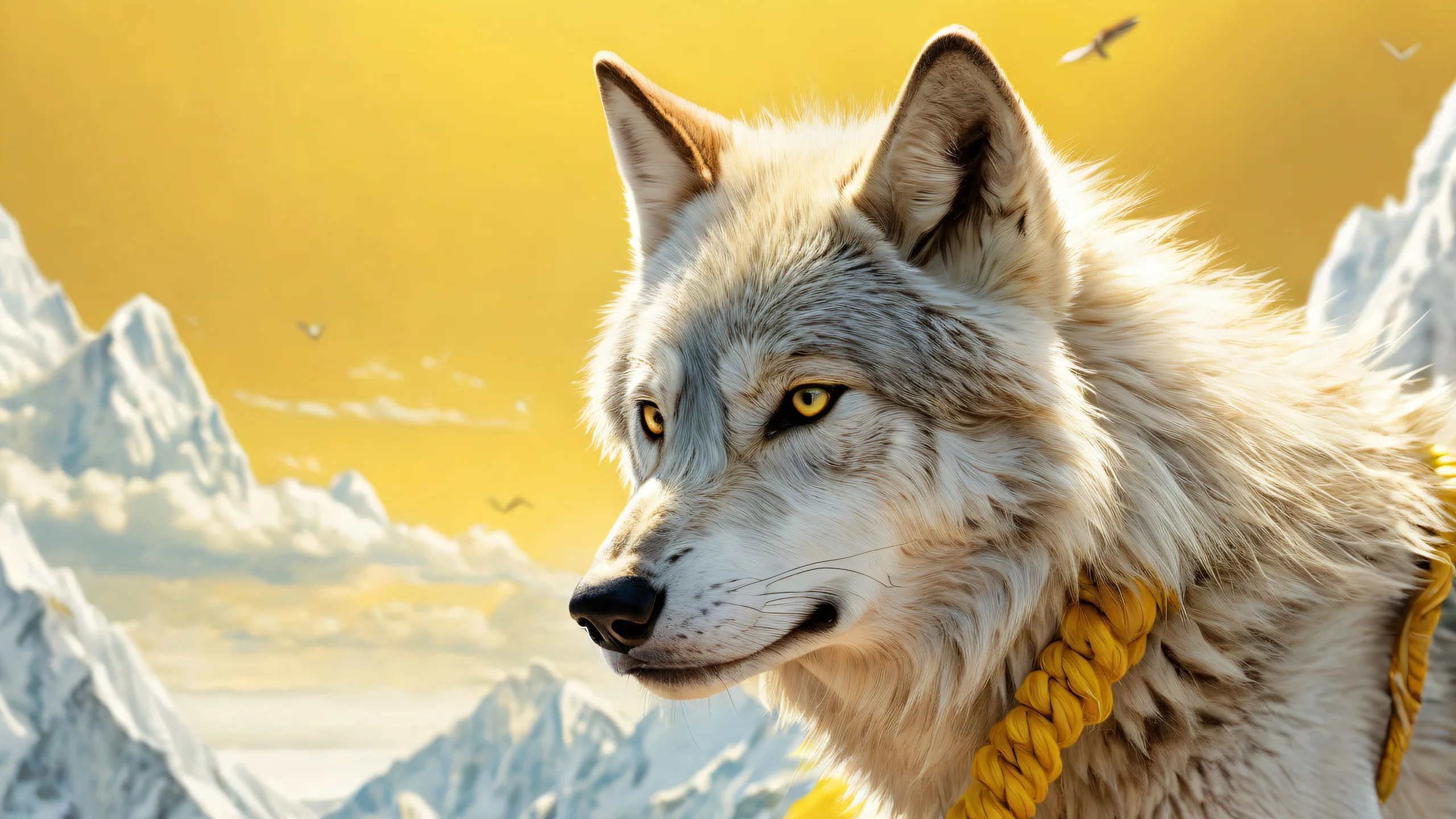 Wolf Boy standing in a vast pure void with radiant lighting and brilliant colors on a desktop or PC screen.