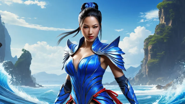 A desktop wallpaper featuring Kitana amidst a vast pure void with Wuthering Waves in the background, perfect for PC and Desktop use.