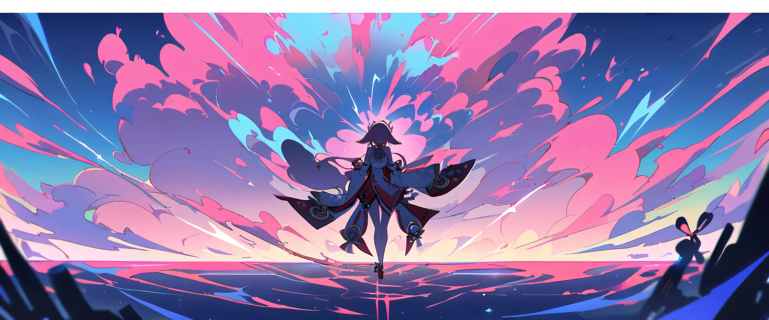 A solo shot of Yae Miko from Genshin Impact, looking directly at the viewer on a perfectly clean vast pure void background, suitable for Desktop/PC.