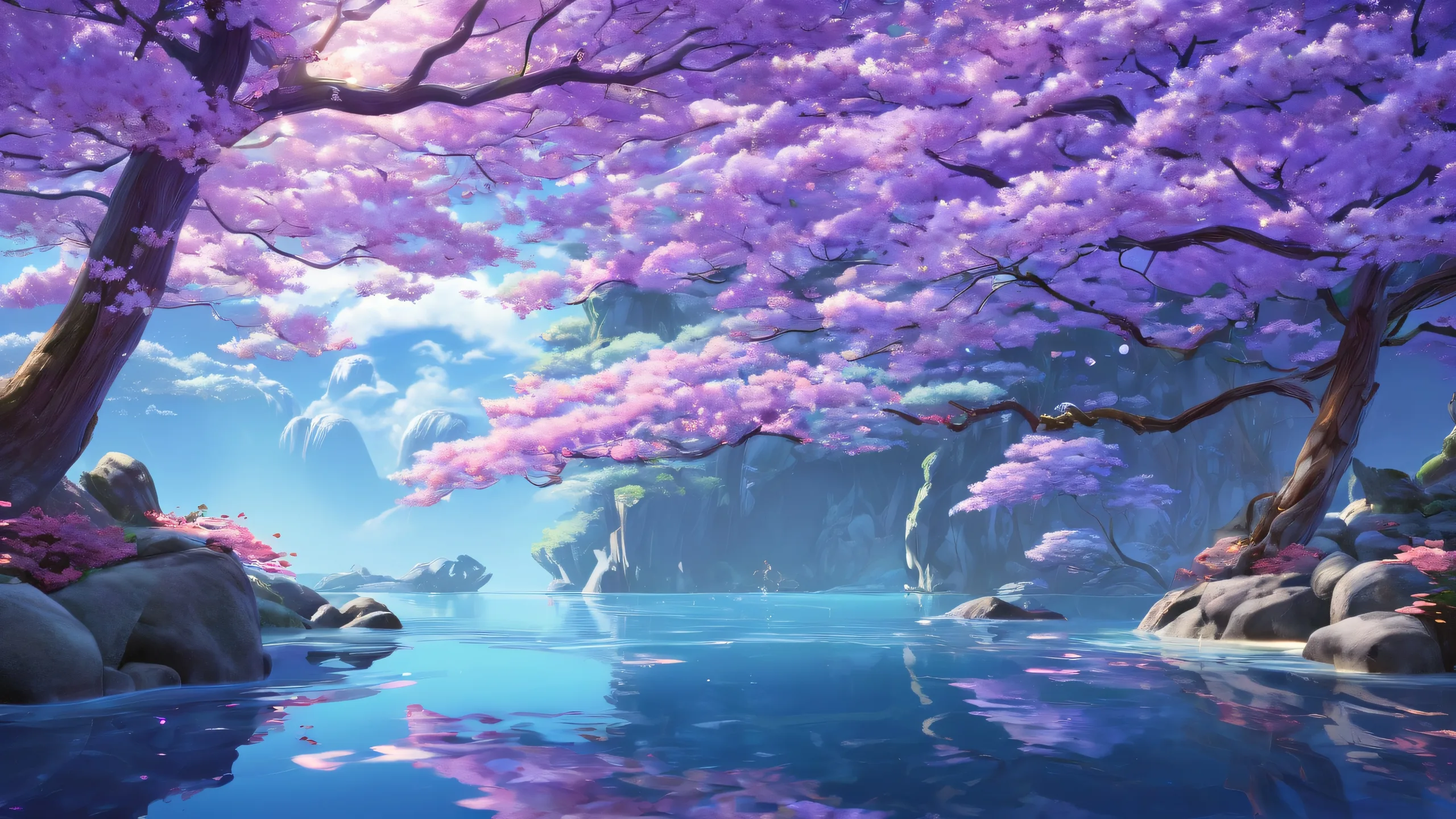 Breathtaking desktop wallpaper of yokai in a pristine void with radiant lighting and ray traced reflections, suitable for Desktop/PC use.