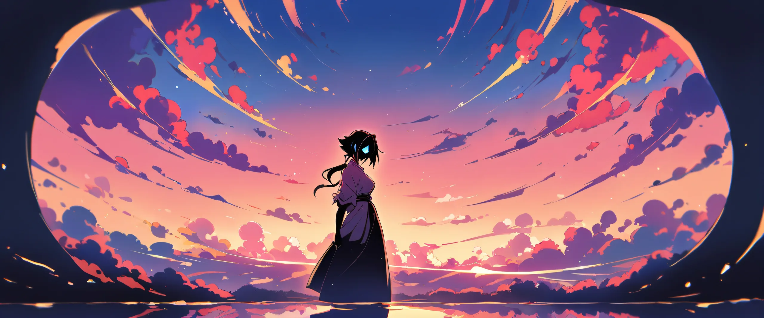 Image of Yoruichi Shihouin from Bleach, solo shot with a beautiful desktop/pc background.